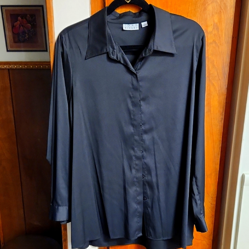 Joan Rivers Black Casual Button Down Shirt